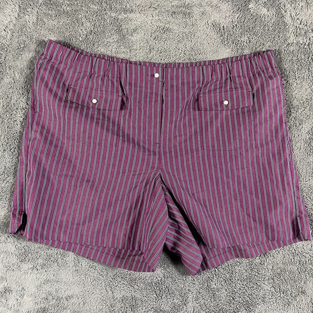 J.Crew Boxer Shorts Womens 24 Purple White Striped Flap Pockets Elastic Waist